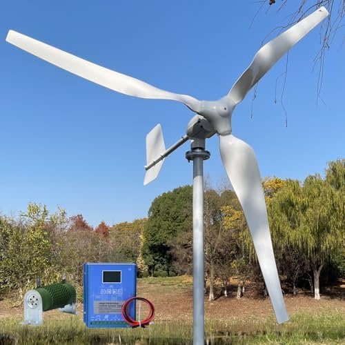 Windkraftanlage Kit, 2000W Windturbinen Generator, 24V/48V, mit LCD MPPT Wind Solar Hybrid Laderegler, Kleinwindkraftanlagen, für Haus, Wohnmobil, Bauernhöfe, Boote(Ohne Mast) (48, Volt)