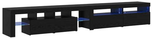 vidaXL TV-Schränke mit LED-Lichtern 3 Stück Schwarzes Eichenholz – Stylisches Unterhaltungszentrum für Dein Wohnzimmer mit viel Stauraum, RGB-Beleuchtung und modernen Regalen.