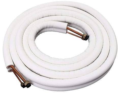 Tubo de cobre aislado de 1/4'' y 3/8'' (6,35 y 9,52 mm) para aire acondicionado. Par de tuberías gemelas en espiral (5)