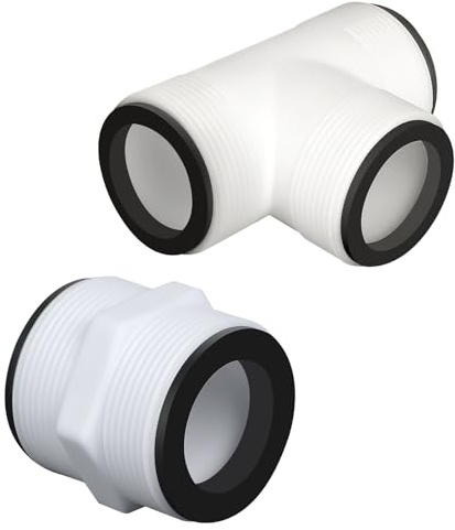 LALAGO Lot de 2 raccords de piscine 38 mm 2 et 3 voies - Adaptateur de tuyau de piscine avec 5 joints noirs - Raccord de tuyau en PVC - Rallonge de tuyau d'arrosage - Accessoires de piscine