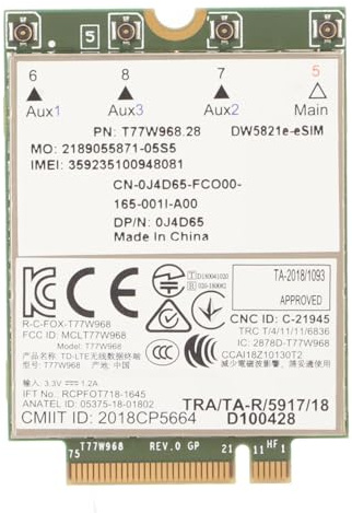 BAFOVY 4G LTE-Modul, Cat16 M.2-Netzwerkkarte, 1 GBPS Geschwindigkeit mit E-eSIM-Unterstützung, T77W968-Chip, Plug-and-Play, Kabelloses WAN, LTE, UMTS, GPS für Laptop