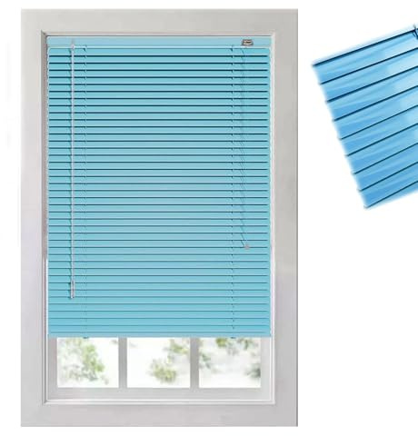 Jalousies Verdunkelungs Rollo, Aluminium Jalousie Nach Maß, Horizontale Jalousien Sichtschutz, Rolladen Ohne Bohren, Farbe und Höhe nach Wahl, für Fenster und Türen(Dark Blue)