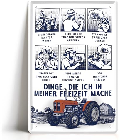 Blechschild Traktor 20x30cm - Trecker Landwirtschaft Deko Zubehör - Landwirt Geschenk - Traktor Geschenke für Schlepper Fans (Traktor 1)