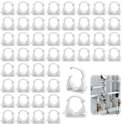 50 Pièces Clips de Tuyau en Plastique, Collier pour Tuyau Clip de Tube Blancs de Fixation Double, Diamètre Intérieur 16 Millimeter Supports de Tuyaus Colliers de Serrage pour Piscine Jardin Cuisines