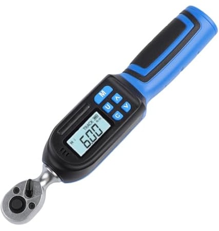 Digitaler Drehmomentschlüssel, 1/4-Zoll-Antrieb, elektronischer Schraubenschlüssel, ± 2% Genauigkeit, 1,5-30 N·m Reichweite mit LED-Alarm, Spitzen-/Spurmodi für Fahrrad, Motorrad, Automobilwartung