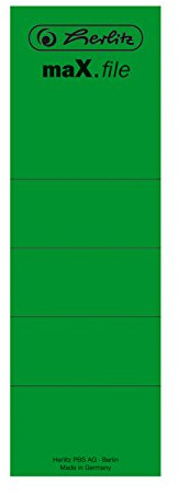 Herlitz 11000429 Rückenschild 60 x 190 mm, selbstklebend, 10 Stück im Polybeutel, grün