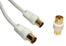 Consoletronic 10m Coax Cable ~ 24k Gold Plated ~ Male to Male (M-M) ~ FREE Female to Female (F-F) Coupler Included ~ White Colour ~ Antenna ~ TV ~ Satellite ~ Lead