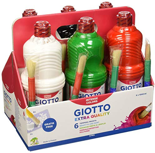 Giotto F534600 - Tempera, Sortiment, 6 Flaschen à 1 l