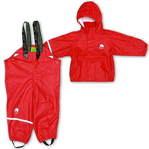 CeLaVi Kinder 100 % Wasserdichtes Regen-Set – PU-Regenjacke und Regenhose, Winddichte Outdoor-Regenbekleidung für Jungen und Mädchen