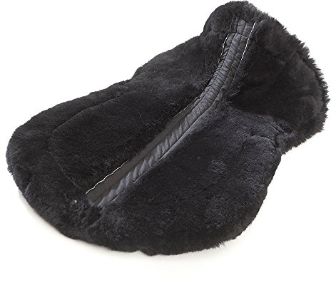 Kavalkade Sattelkissen mit med Lammfell und Einschubtaschen, Schwarz, M, 134061250202