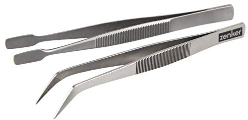 Zenker 44980 Lot de 2 Pinces à Dresser ou à décorer, Set de 2 Pinces à chiqueter la pâte en INOX, Argenté, Acier Inoxydable, 11 et 12cm