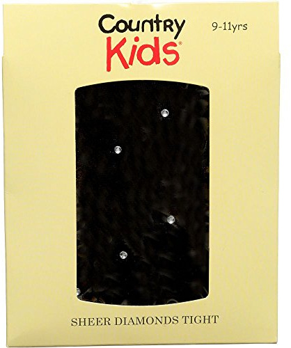 Country Kids Sheer Diamond Tights - Black - 9-11 Years