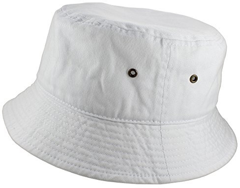 Gelante Einfarbiger Fischerhut aus 100 % Baumwolle für Damen und Herren, verstaubar, für Reisen, Sommer, Strand, Weiss/opulenter Garten, L/XL