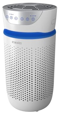 HoMedics Purificatore d'Aria, Filtro HEPA a 360°, Tecnologia con Luce UV-C Elimina Odori, Allergeni, Virus, Batteri e Germi Piccoli fino a 0.3 Microns, Flusso d'Aria 184.3 m3/h