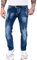Rock Creek Herren Jeans Hose Regular Slim Stretch Jeans Herrenjeans Herrenhose Denim Stonewashed Basic Stretchhose Raw RC-2110A Dunkelblau W31 L34