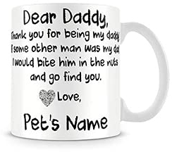 Personalised Father's Day Themed Pet Lover Dad White Mug Funny Dog Lover Any Name Dad Coffee-Tea Mug from Dog to Papa-Grandpa, Father Daddy Papa Pappy Gift. (White 11 oz Mug)