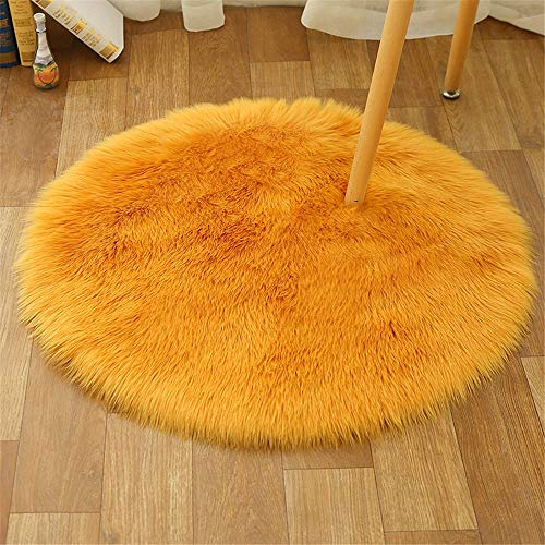 Faux Lammfell Schaffell Teppich, Flauschig Kunstfell in Lammfellimitat Teppich Longhair Fell Optik Nachahmung Wolle Bettvorleger Sofa Matte (Orange,40 * 40cm)