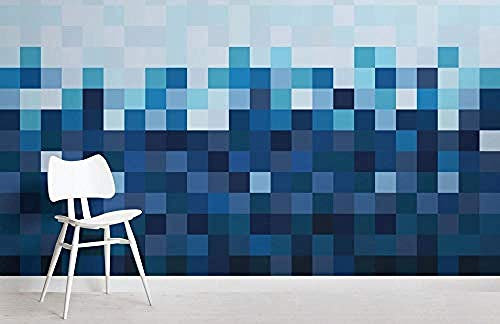ZZXIAO Blaue Quadrate Pixel Style Ombre Wallpaper Wandbild wandpapier fototapete 3d effekt tapete Wohnzimmer Schlafzimmer Hintergrundbild-400cm×280cm