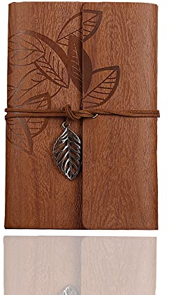 Vintage-Notizbuch mit klassischen, geprägten losen Blättern und Retro-Anhängern, Reisetagebuch, Tagebuch (1 Stück, Holzmaserung, braun), 10 cm x 14,5 cm [Unknown Binding]