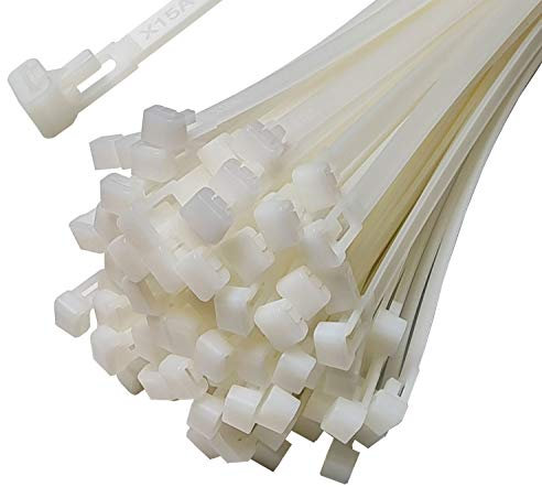 Pack of 10 Cable Ties Resealable 540 mm x 7.6 mm White Removable Reusable Nylon Reusable UV Stable