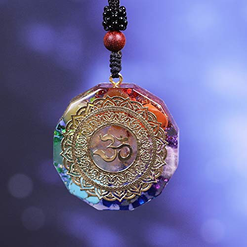 qianyue Orgonite Halskette mit OM-Anhänger, Halskette mit Symbol Chakra Halskette Heilung Energie, Meditations-Schmuck, handgefertigt