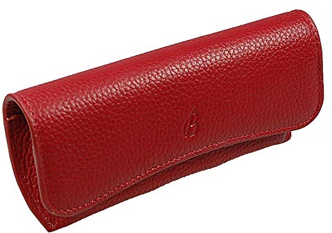 GoBago Klassisches Brillenetui Leder Brillentasche Lederetui für Brille (Rot)