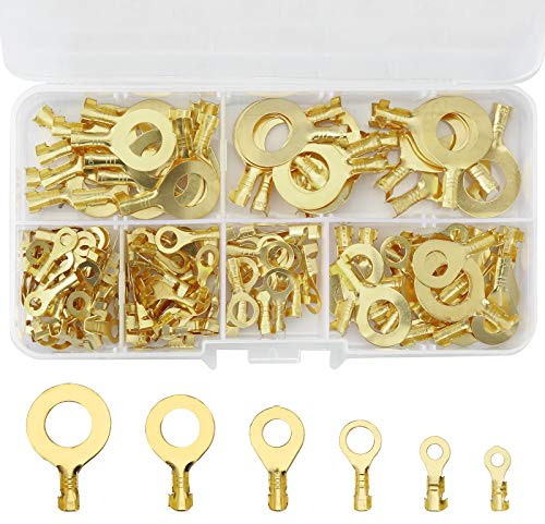 150 Stück Ringkabelschuh Set, JatilEr Ring Kabelschuh Set Messing Ring Kabelschuhe Ring-Terminals aus kupfer nicht isolierte Terminal Steckverbinder Sortiment Kit M3 M4 M5 M6 M8 M10