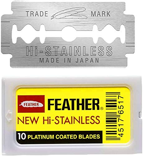 THE SHAVE FACTORY 50 lames de rasoir plume double tranchant jaune