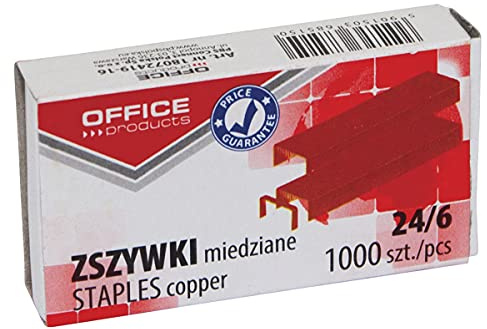 Heftklammern Office Products 24/6 Kupfer, 1000 Stück, kleines Bürozubehör, Typ Kupfer/Farbe/Kupfer/Größe 24-VI