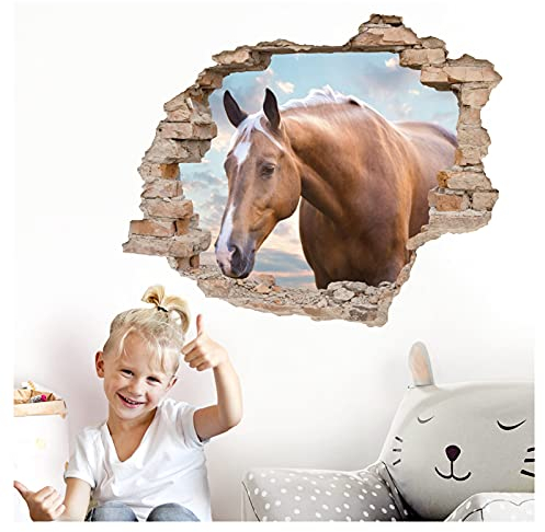 Little Deco 3D Wandtattoo Wandsticker Kinderzimmer Mädchen Pferd Horse Wandaufkleber Wanddeko Schlafzimmer Spielzimmer Kleinkind Wandbild selbstklebend DL628