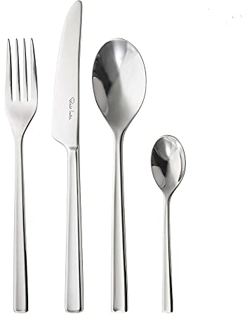 Robert Welch Blockley Bright, 24 Piece Cutlery Set for 6 People. Made from Stainless Steel. Dishwasher Safe.