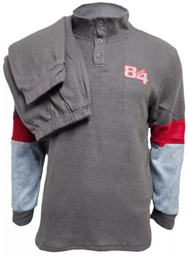 DEMONA Pigiama Uomo Invernale Molto Caldo in Morbidissimo Pile Maglia Pantalone Inverno SPEDIZIONE Gratuita (Daniele/Grigio, XL)