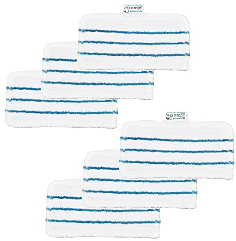 Donkivvy Washable Microfibre for Steam Mop Pads, 6 Pcs Replacement Cleaning Mop Pads for Beldray BEL01097 Mop Pads Steam Cleaner