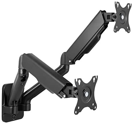 Deltaco ARM-0361 - Gas Driven Monitor Staffa, Montabile a parete, Adatto per 2 Schermi da 17 a 32 pollici - Nero