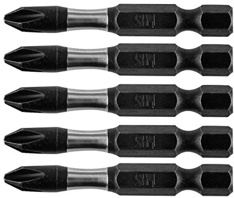NEO TOOLS Schlagbits, Schlagbohrern, 50 mm Gesamtlänge, S2-Stahl gefertigt, 1/4 Antrieb, Anzugsdrehmoment von 21,8 Nm, Drehmomentabsorptionssystem, set 5 Stück (PH2)