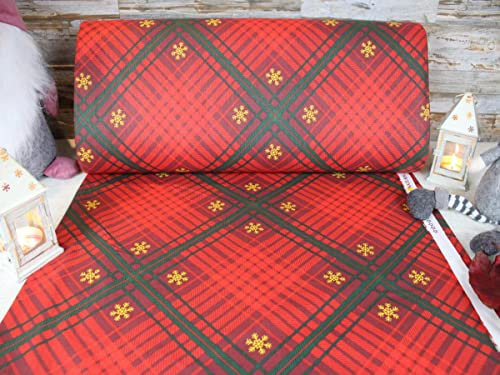 240cm Breit Meterware ab 50cm Weihnachtsstoffe Popeline Baumwolle Stoff Baumwollstoff Weihnachten Stoffe Weihnachtsstoff Bastelstoff ÖKO-TEX BW053 (Rot/Grün)
