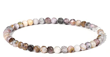 Naturstein-Vintage-Opal-Perlen-Armband – Facettierte Runde Edelstein-Perlen-Armreifen, Klassischer Ethno-Charme-Schmuck, Dehnbares, Verstellbares Yoga-Armband, Zubehör, Geburtstagsgeschenk, 21 Cm