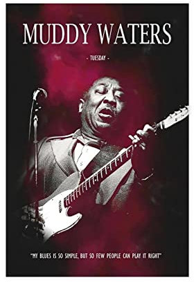 RIPEX Musik-Pop-Art-Poster, Muddy Waters, Leinwand, Poster, Schlafzimmer, Dekoration, Sport, Landschaft, Büro, Raumdekoration, Geschenk, Rahmen-Stil, 30 x 45 cm