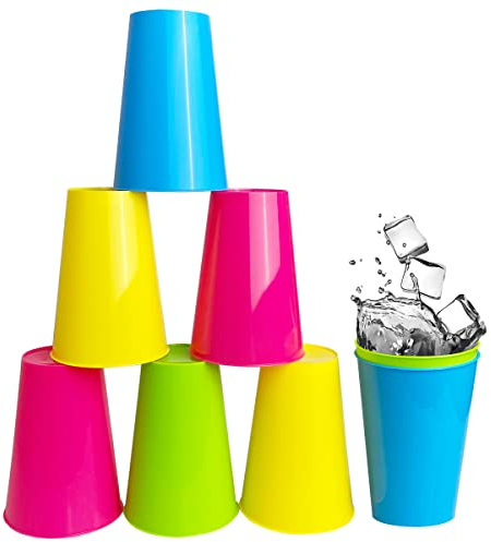Gobelets en plastique de couleur réutilisables, verres de camping en plastique dur, verres en plastique sans BPA, lavable au lave-vaisselle et au micro-ondes,450 ml, 8 pièces