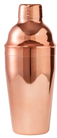 Premium 24 Ounce (750ml) Stainless Steel Cocktail Shaker with Built-in Bartender Strainer - Essential Mixology Bar Set Accessories (Copper)