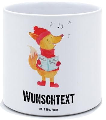Mr. & Mrs. Panda Personalisierter XL Blumentopf Fuchs Sänger - Personalisierte Geschenke, Personalisierter Kräutertopf, Heiligabend, Personalisierter