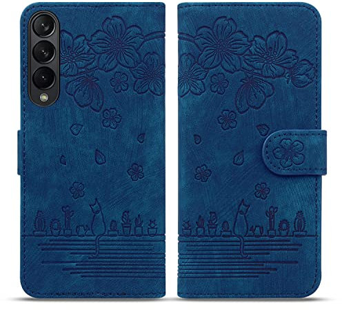 Bxithnr Coque pour Samsung Galaxy Z Fold 3 5G, Protection Housse en Cuir PU Premium Etui à Rabat Pochette de Portefeuille et Magnétique Flip Folio Phone Case avec [Fonction Support] - Bleu
