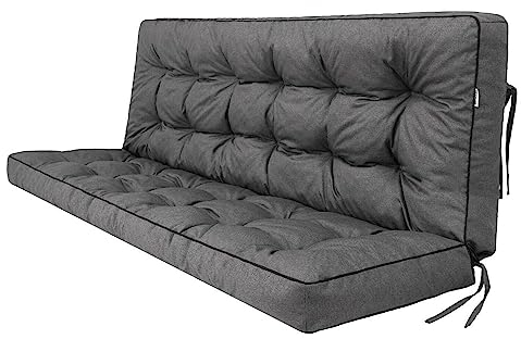 shivler Kissen für Hollywoodschaukel und Gartenbank Gartenkissen Gartenbankauflage Bankauflage Bankkissen Garten Gartenmöbel Schaukelkissen (180 cm, Graphit)