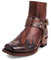 Stivaletti Western da Uomo Con Cinturino Con Fibbia, Stivali Corti da Cowboy Con Punta Quadrata in Pelle Retrò, da Motociclista, Marrone, 47