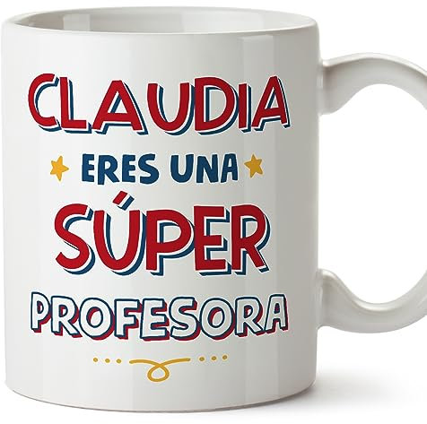 MUGFFINS Tazas Personalizadas para PROFESORA mujer - En Español - Eres Súper - 11 oz / 330 ml - Regalo Personalizable original y divertido