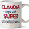 MUGFFINS Tazas Personalizadas para PROFESORA mujer - En Español - Eres Súper - 11 oz / 330 ml - Regalo Personalizable original y divertido
