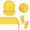 53PCS Papiergeschirr Gelb Papier Geschirr Set Party Weihnachts Party Geschirr Set, Gelb Tischdecke Rechteckig,Pappteller,Servietten,Pappbecher für Geburtstag,Hochzeiten,Weihnachten Dekoration