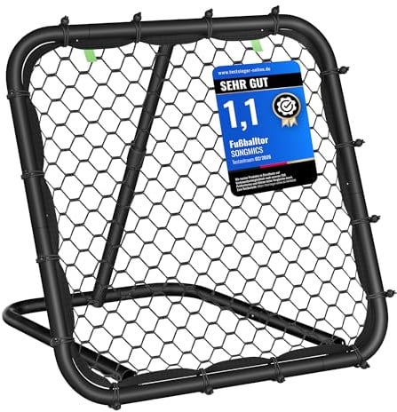 SONGMICS Rebondisseur de Football, But de Football pour Enfants, Portable, avec Cadre en Acier, Réglable en Angle, Montage Rapide, pour Jardin, Parc, Plage, Noir d Encre SZQ084B01