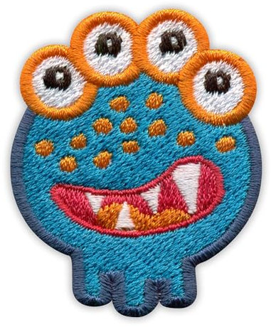 4 Eyed Turquoise Monster – Magnetische Rückseite – bestickter Aufnäher/Abzeichen/Emblem