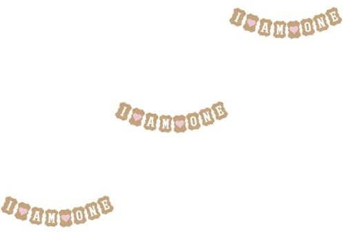 SAFIGLE 3stücke i Geburtstag Banner Kraftpapier Herz Wimpel Für Erste Geburtstagsfeier Deko Braun Mit Pinken Herzen Partydeko Für Kindergeburtstage Und Vintage Feiern